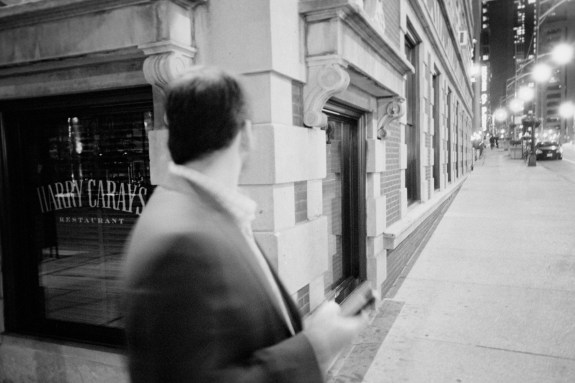 Chicago at night, looking for grub. Tri-X (Arista Premium 400) at 1600, in HC-110B for 16.5 minutes.
